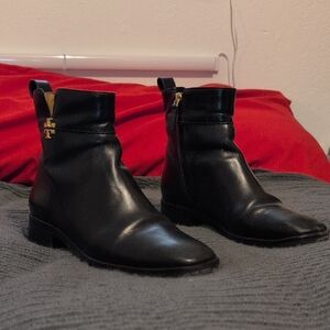 Authentic Tory Burch Everly Black Leather Ankle Boots